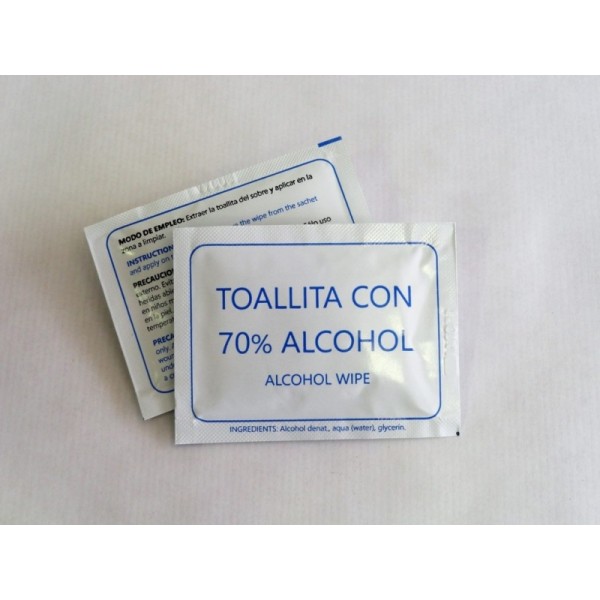 Toallita Individual Desinfectante con Alcohol 70%  20u 